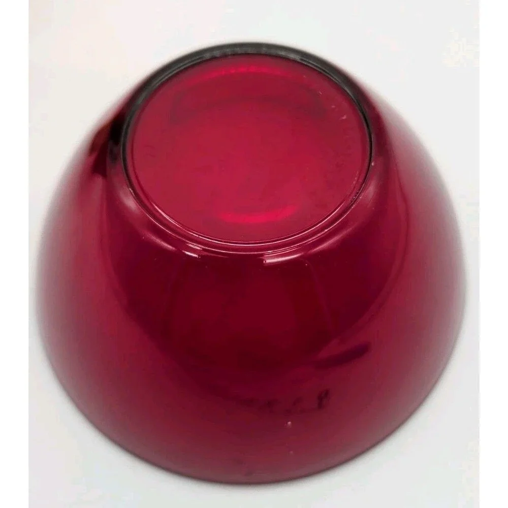 2 Ruby Red Arcoroc Desert Cereal Bowls  France Christmas Holiday Small